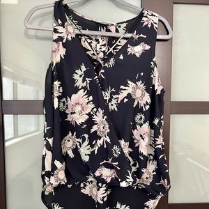 Navy floral cross top